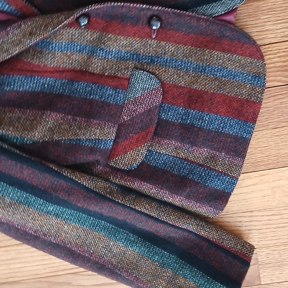 Hannington Boston Striped Multicolored 100% Wool Blazer ■ Size S - Picture 5 of 9
